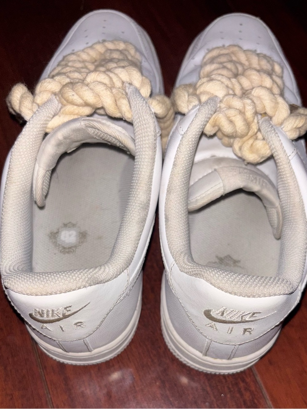 Nike Kids White Sneakers with Cream Rope Laces